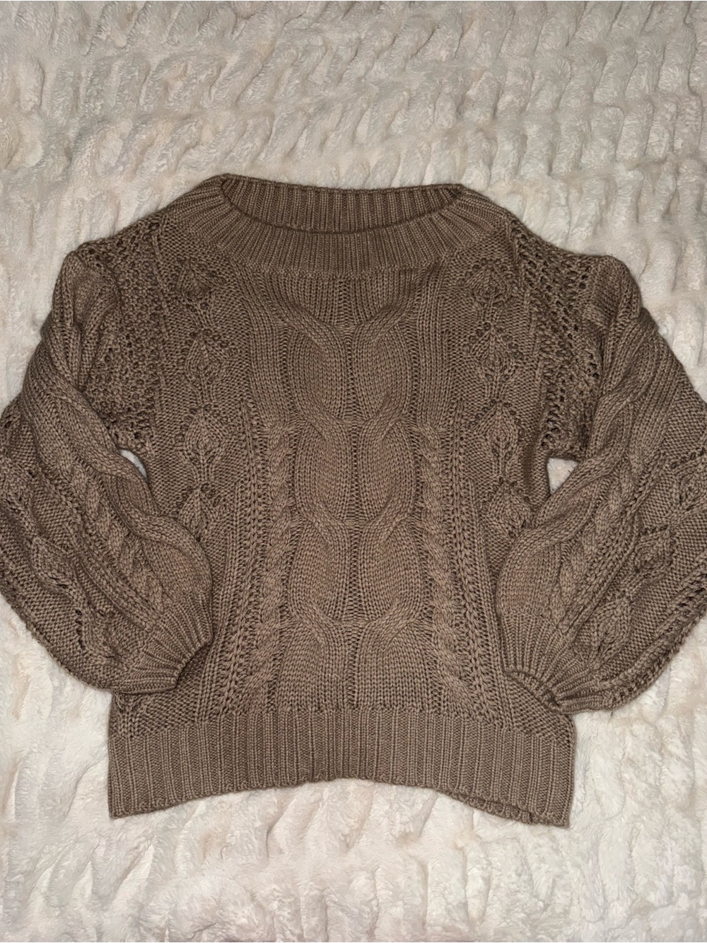 Kori Cable Knit Scoop Neck Sweater - Taupe